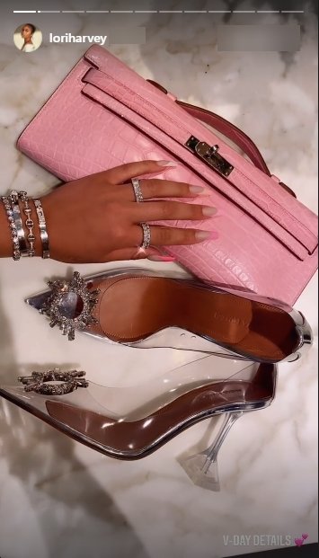 Lori Harvey shares a picture of her pink purse and heels. | Photo: Instagram/Loriharvey