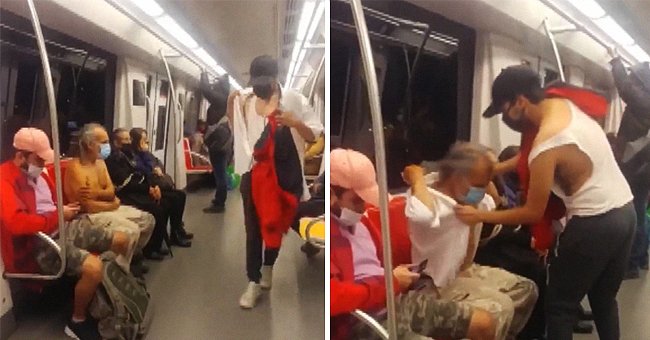 Joven ayuda a señor en el metro. | Foto: Captura de Instagram/gotasevzla