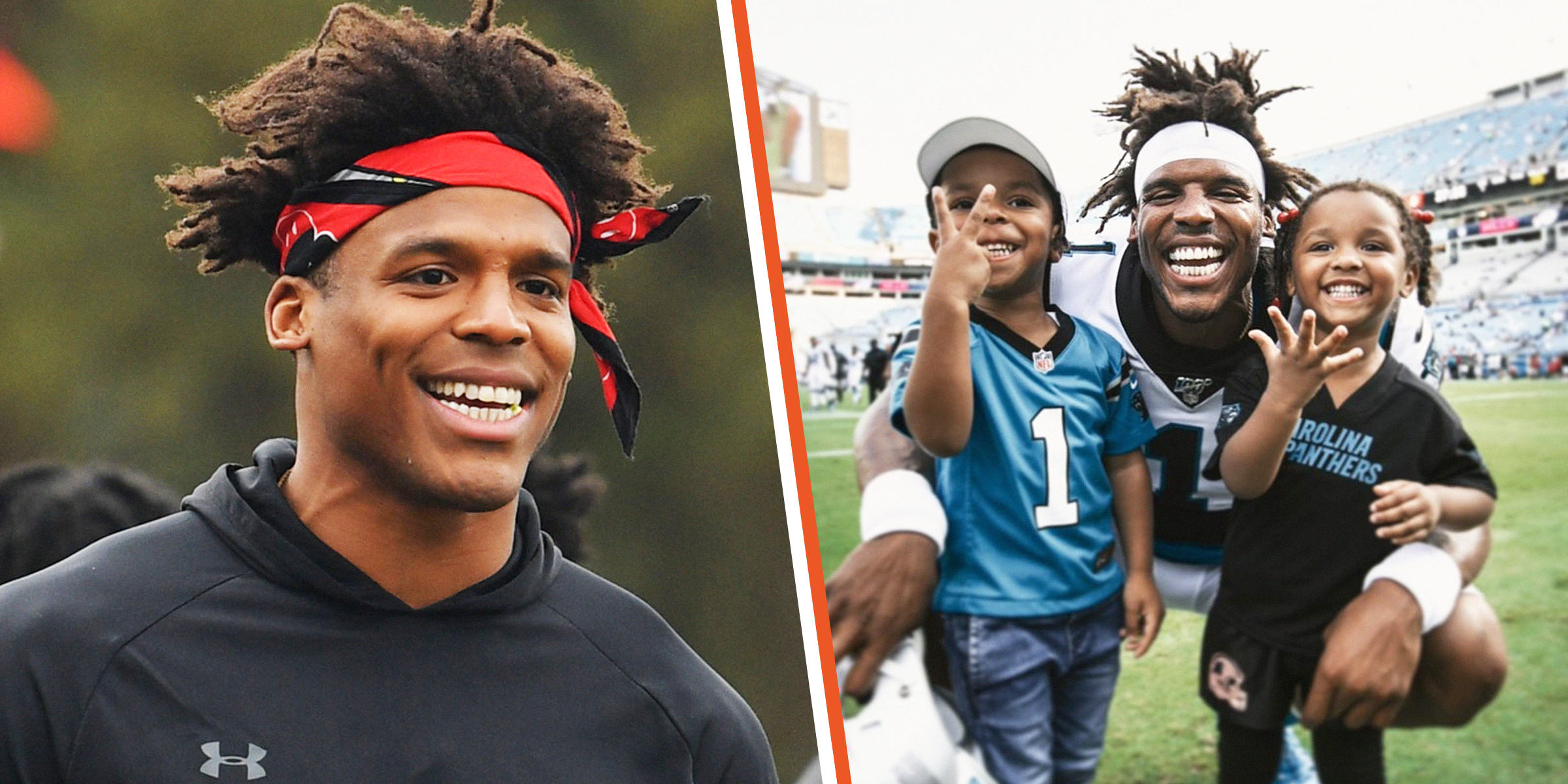 Cam Newton and two of his children. | Source: Getty Images/ Instagram@cameron1newton