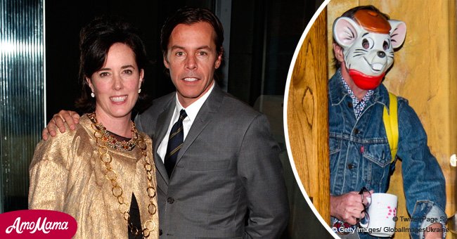 Kate Spade's husband hides his face under bizarre mouse mask after wife's suicide