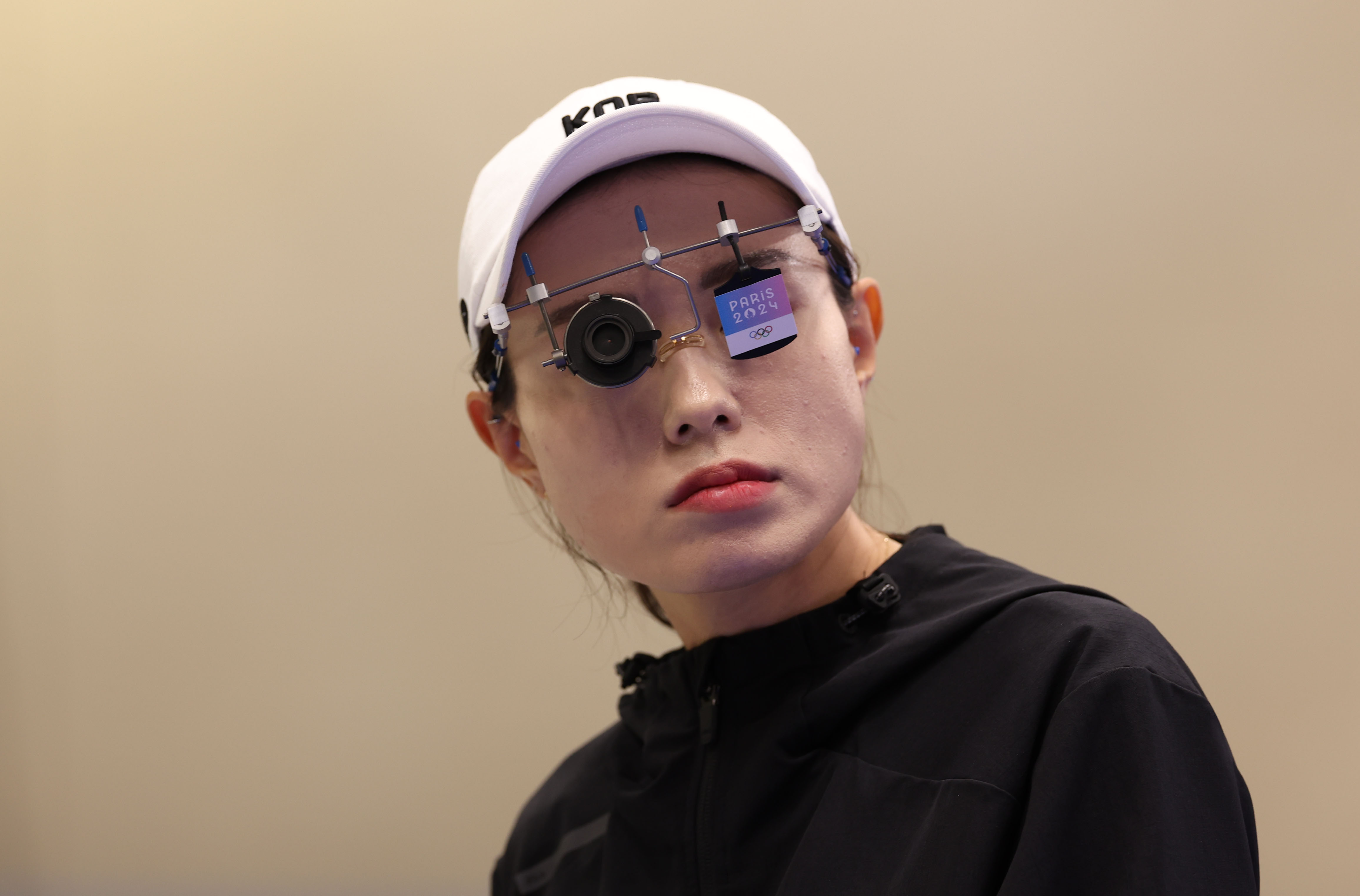 Kim Yeji prepares to shoot during the Women's 10m Air Pistol Final at the Paris Olympic Games on July 28, 2024, in Chateauroux, France | Source: Getty Images