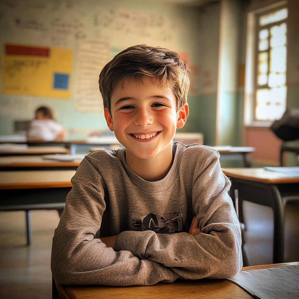 A little boy sitting in a classroom | Source: Midjourney