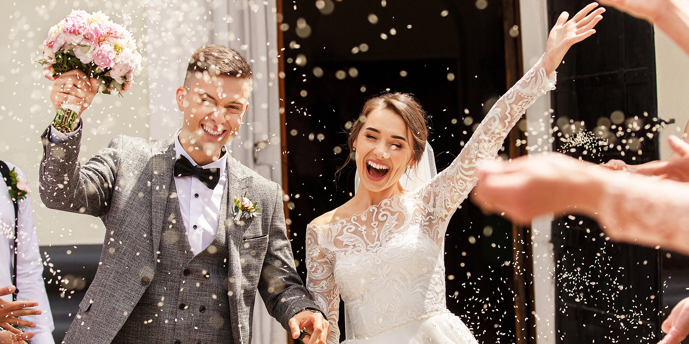 A delighted bride and groom | Source: Shutterstock