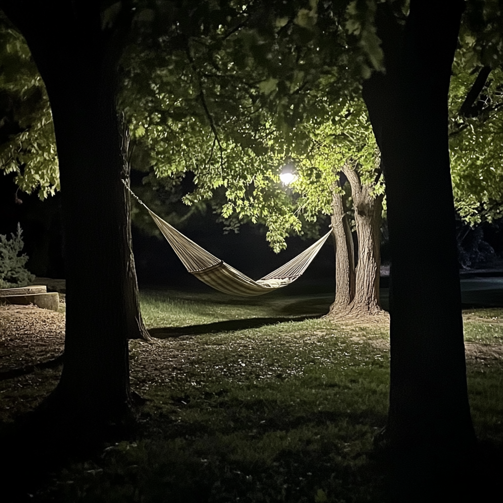 A hammock swinging between trees | Source: Midjourney