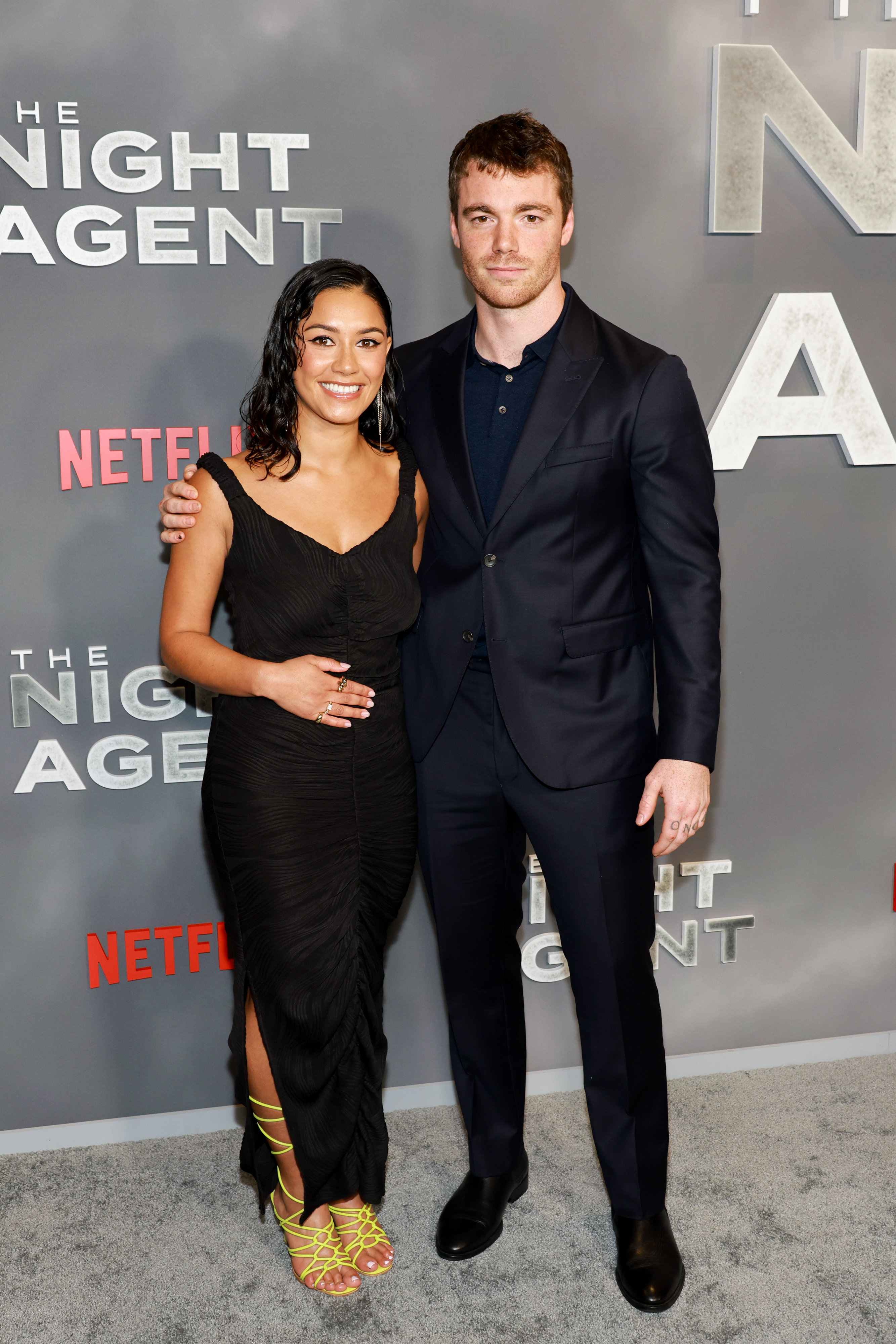 Luciane Buchanan and Gabriel Basso during the Los Angeles premiere of Netflix's "The Night Agent" at TUDUM Theater on March 20, 2023, in Hollywood, California. | Source: Getty Images