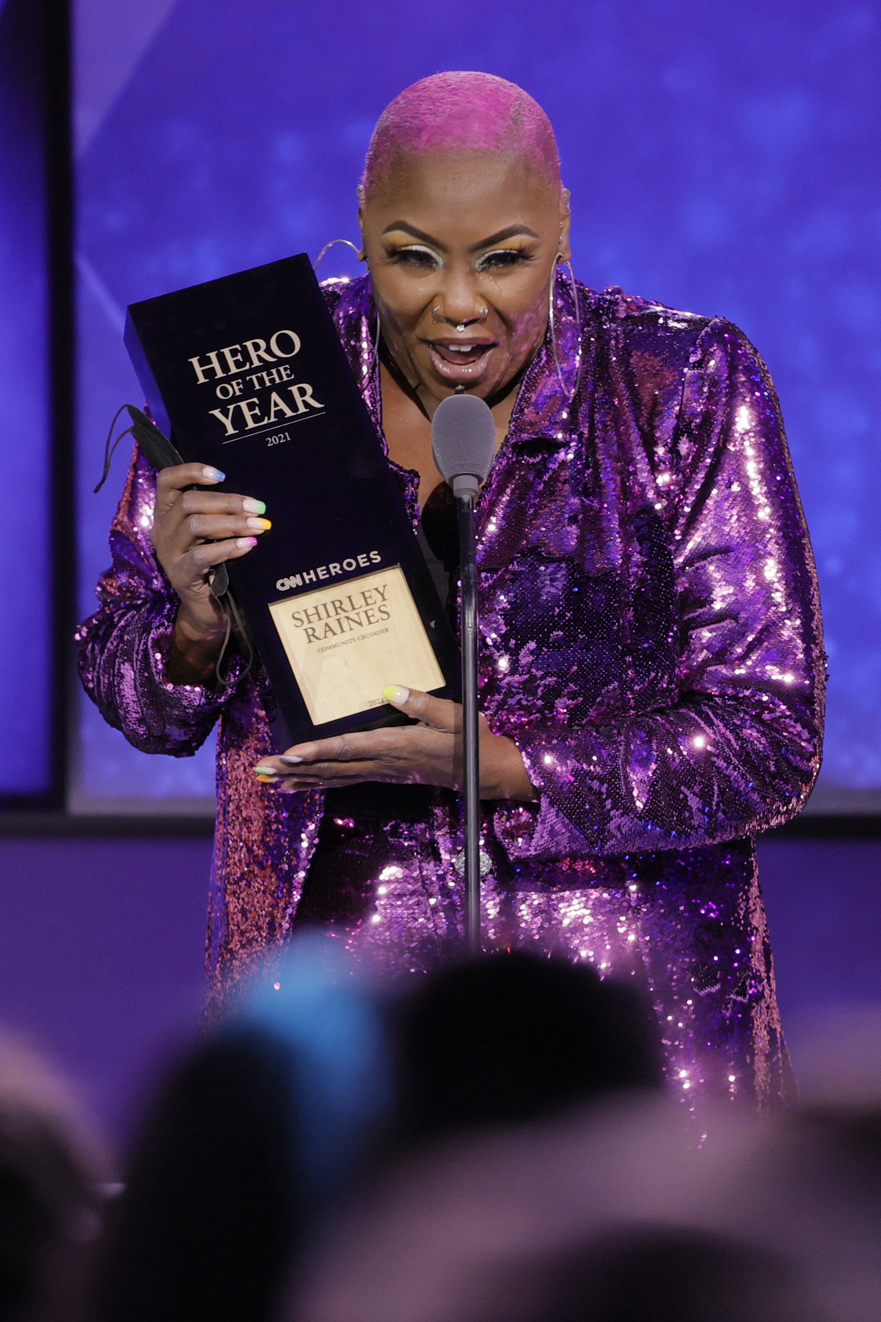 Shirley Raines accepts the 2021 Hero of the Year award  | Source: Getty Images