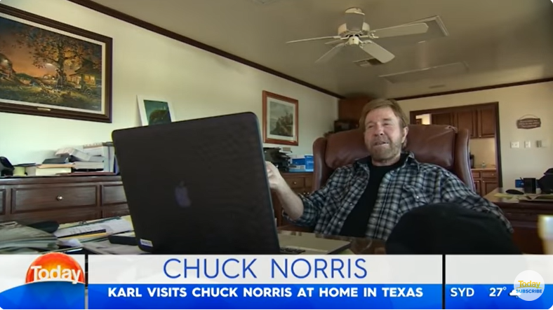 Chuck Norris at his Texas ranch, from a video dated July 10, 2018 | Source: Youtube/@TodayShowAU