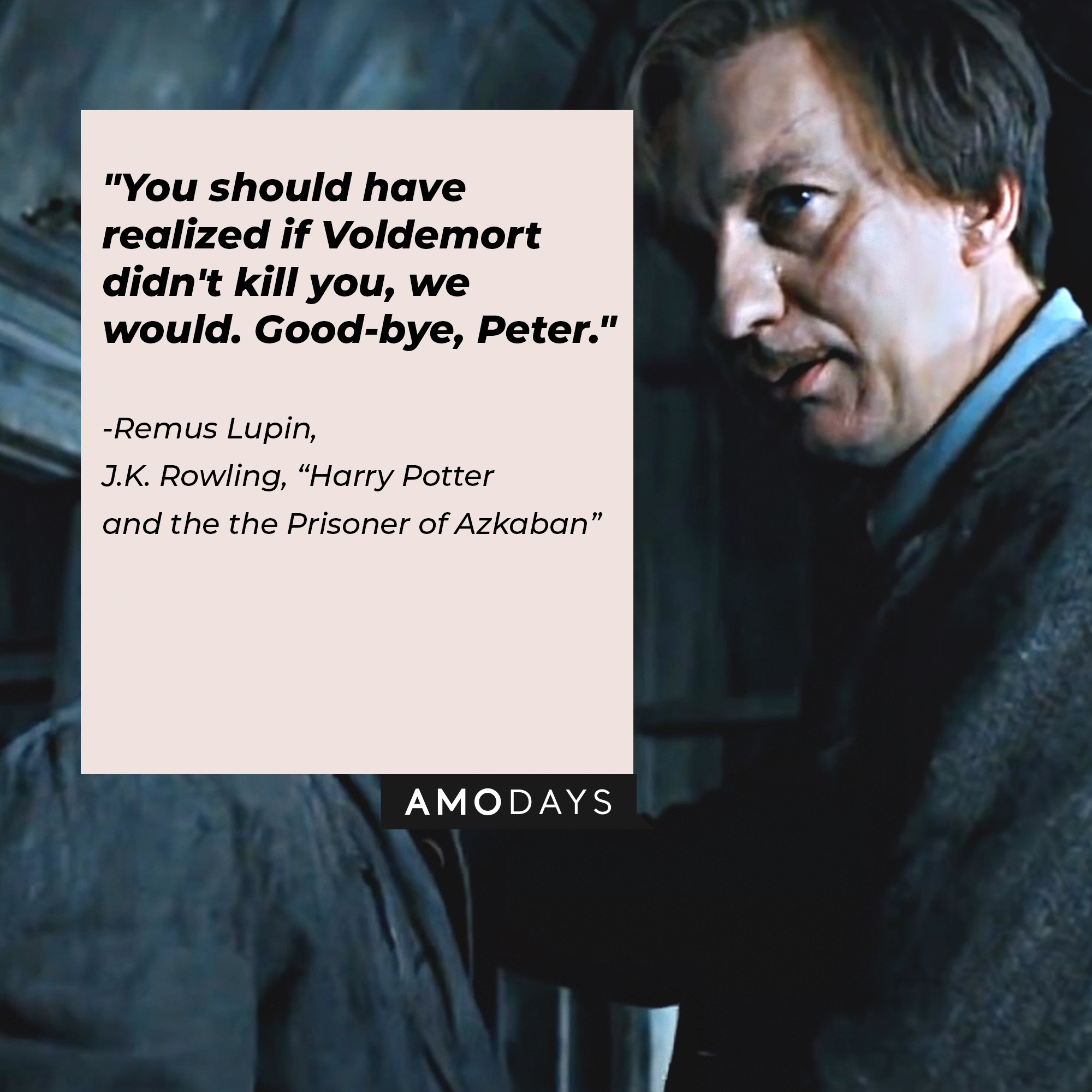 A picture of Remus Lupin with his quote: "You should have realized if Voldemort didn't kill you, we would. Good-bye, Peter." | Source: youtube.com/WarnerBrosPictures