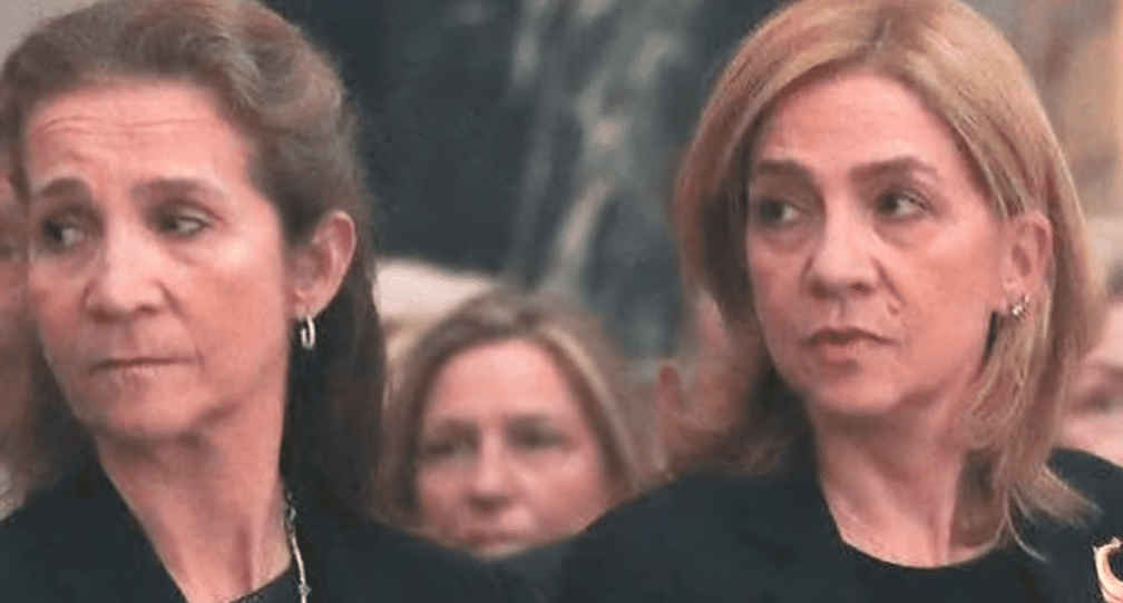 Elena y Cristina en el funeral de Doña Pilar de Borbón en enero del 2020. │Captura de YouTube/wogg26