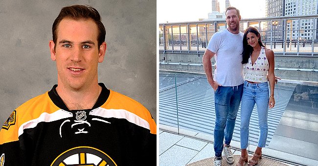 Jimmy Hayes #11 of the Boston Bruins poses for his official headshot for the 2016-2017 season on September 23, 2016 in Watertown, Massachusetts, the next shows a photo of him and his wife Kristen Hayes | Photo: Getty Images and Instagram/@raising_hayes