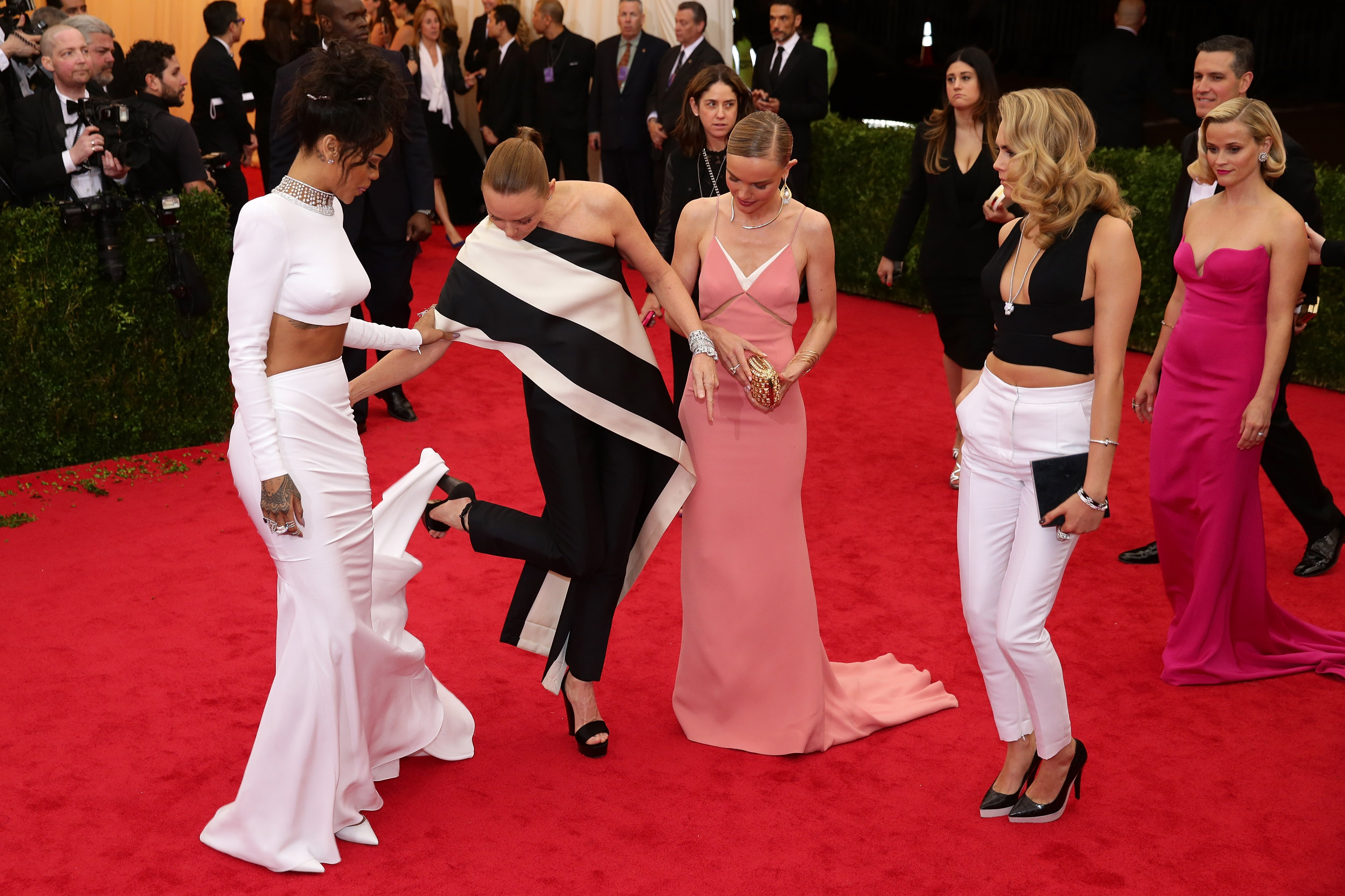 Rihanna, Stella McCartney, Kate Bosworth, Cara Delevingne and Reese Witherspoon at the 2014 Met Gala on May 5 in New York. | Source: Getty Images