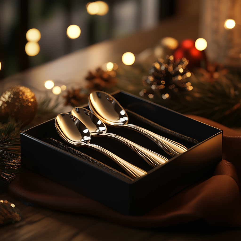 A stainless steel spoon set on a table | Source: Midjourney