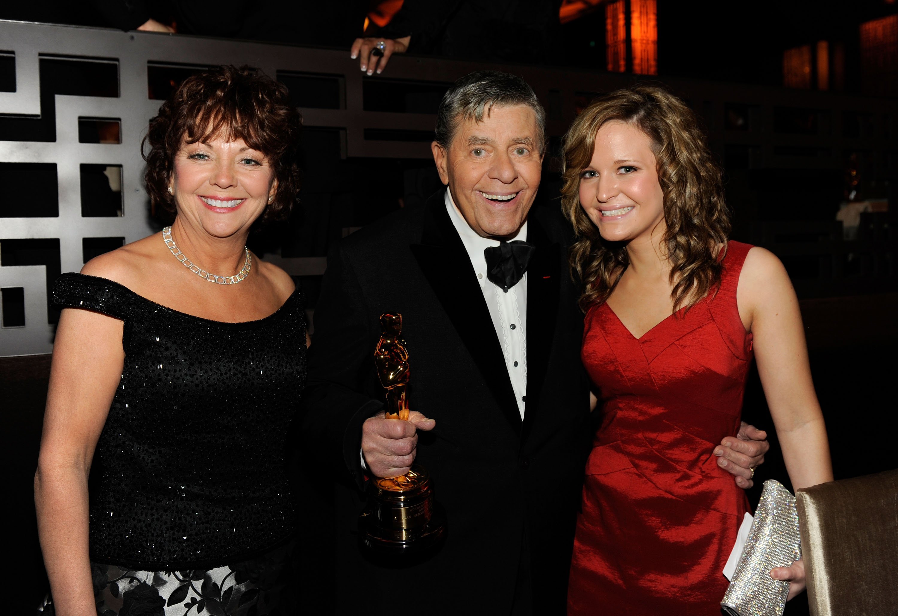 Jerry Lewis, Sandra Pitnick and their adopted daughter, Danielle Lewis. February 22, 2009 | Source: Getty Images 