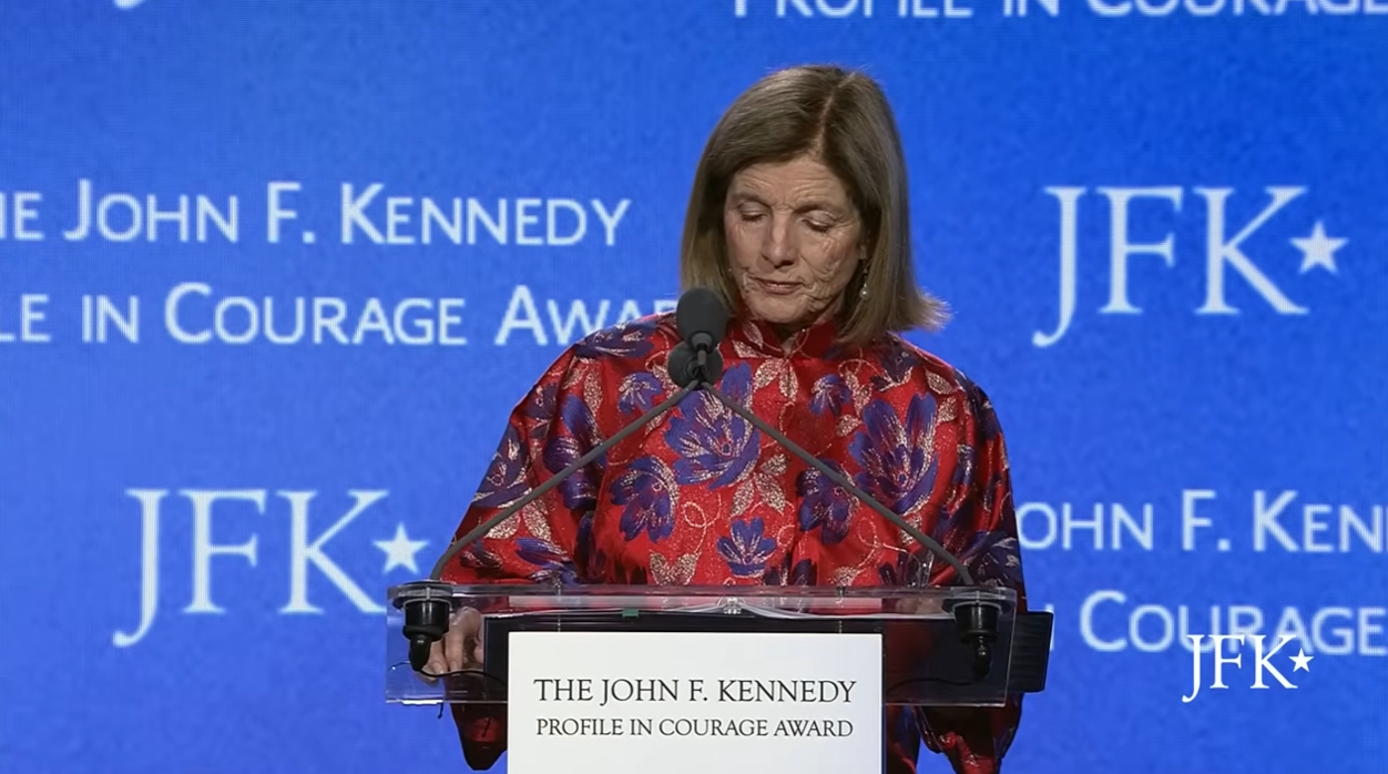 Caroline Kennedy, honorary president of the John F. Kennedy Library Foundation, during the John F. Kennedy Profile in Courage Award Ceremony at the John F. Kennedy Presidential Library and Museum in Boston, Massachusetts, US, on Sunday, May 31, 2026. | Source: YouTube/John F. Kennedy Library Foundation