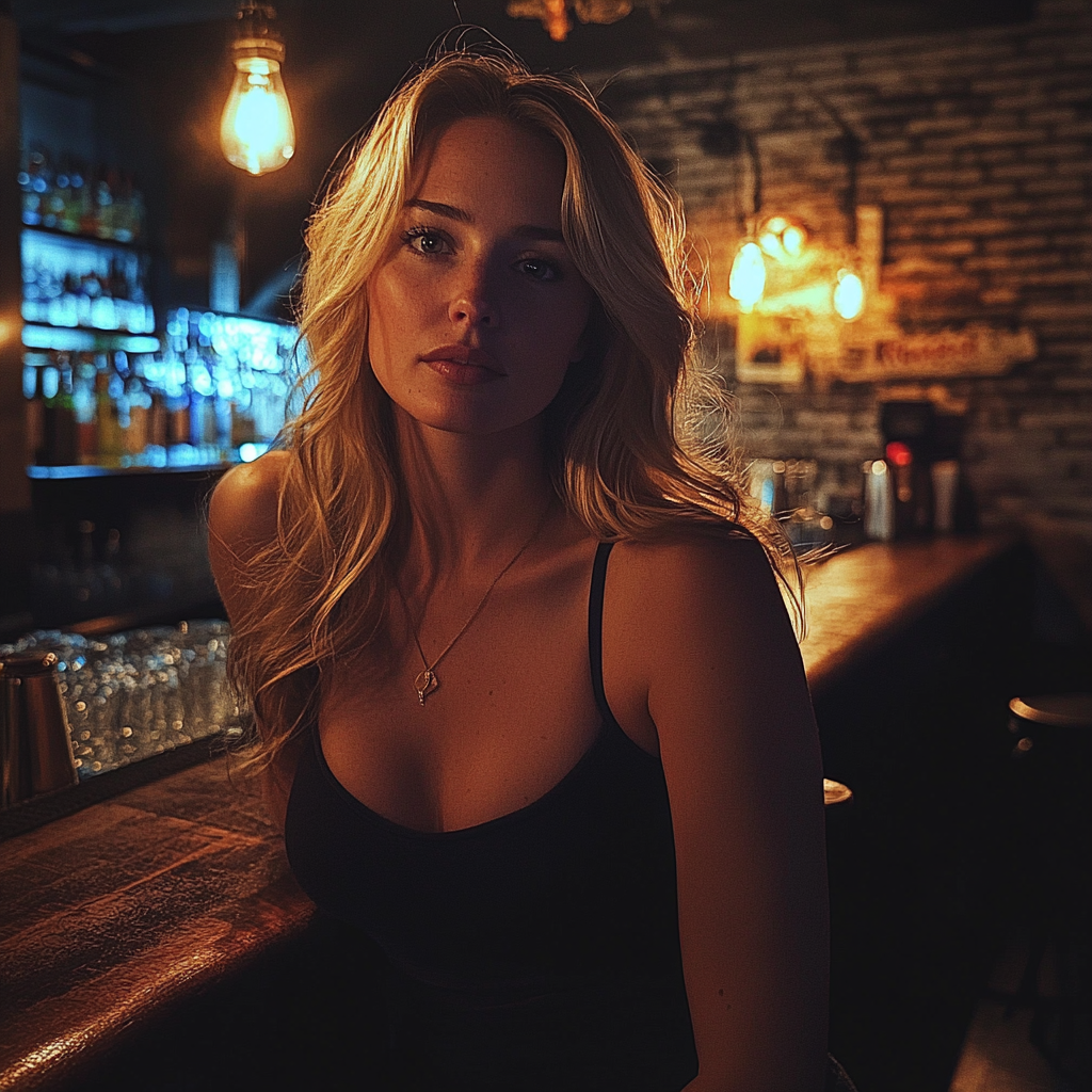 A woman sitting at a bar | Source: Midjourney