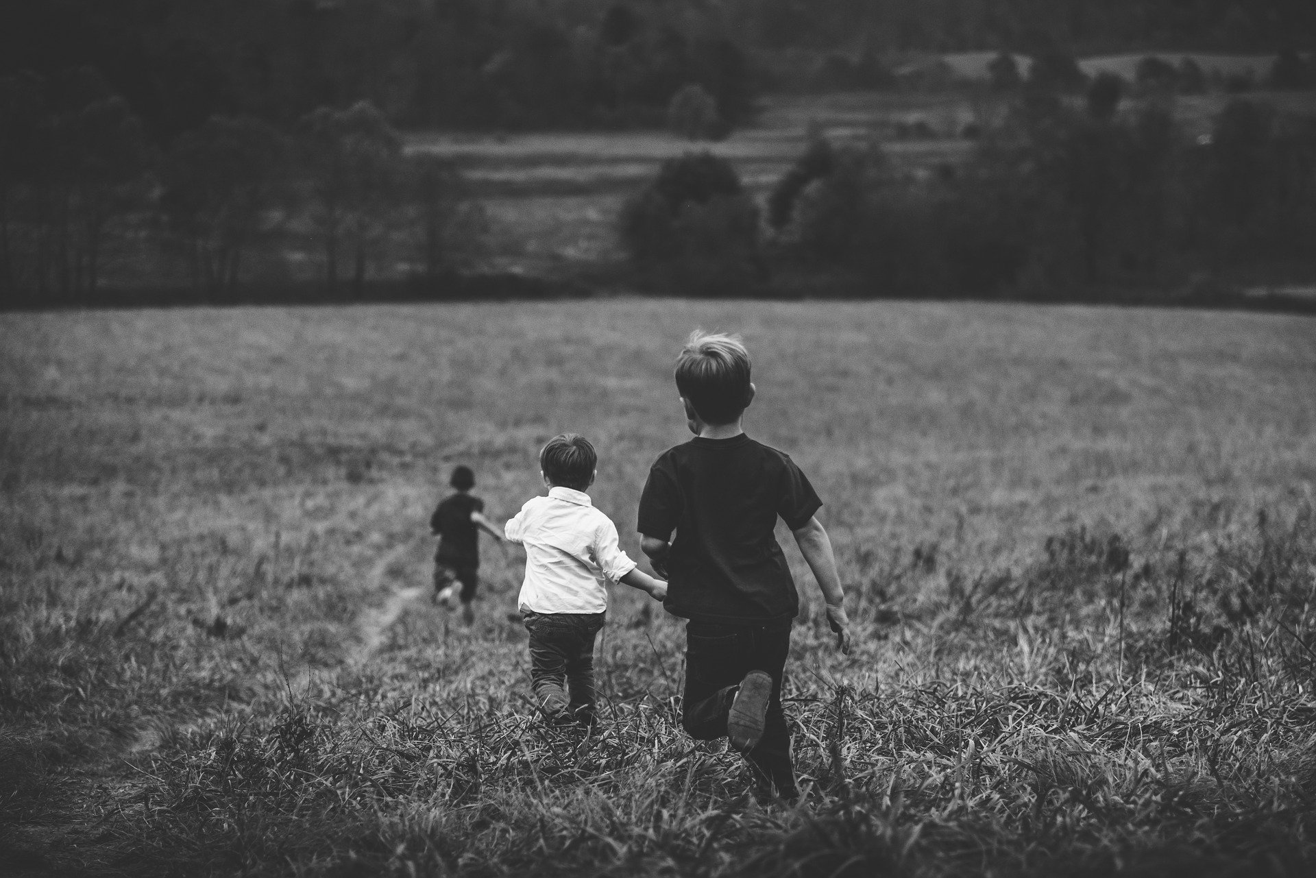 Three children playing together outdoors. | Source: Pixabay.