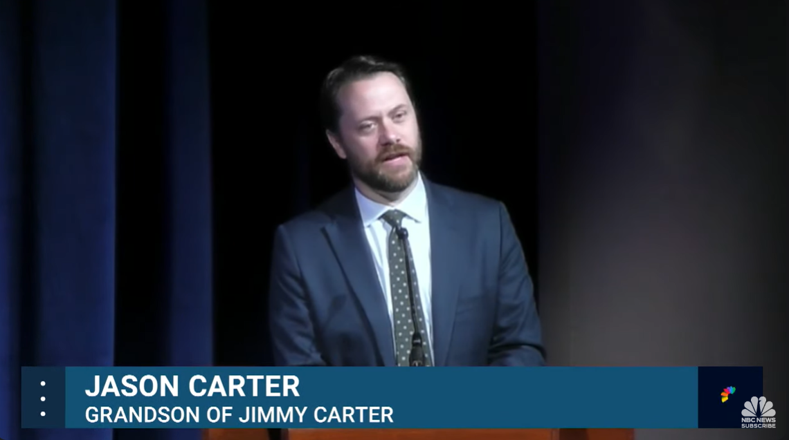 Jason Carter speaks about his grandfather Jimmy Carter's reflections at the 28th Rosalynn Carter Georgia Mental Health Forum on May 15, 2024, in Atlanta. | Source: YouTube/NBCNews