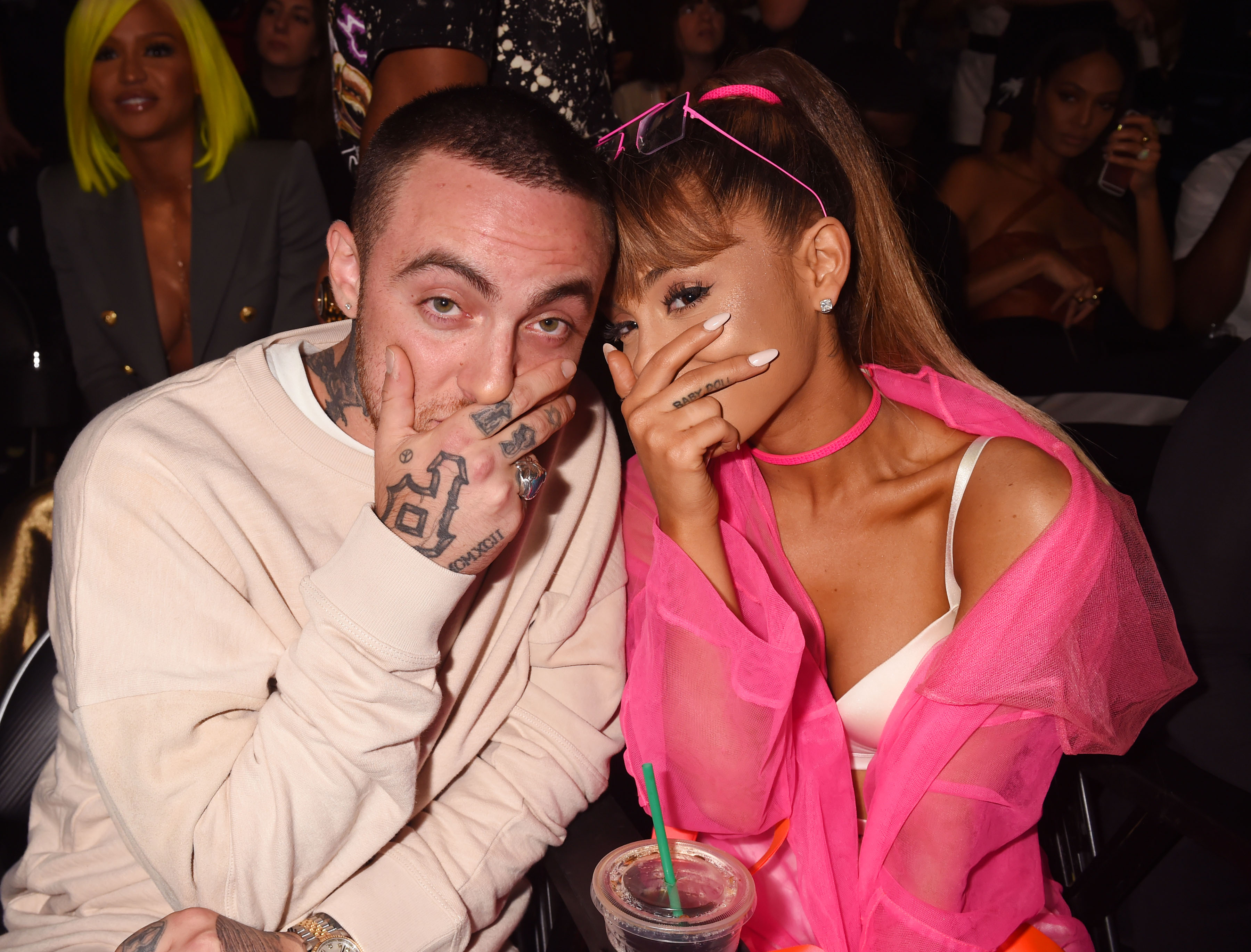 Rapper Mac Miller and singer Ariana Grande during the 2016 MTV Video Music Awards at Madison Square Garden on August 28, 2016 in New York City | Source: Getty Images