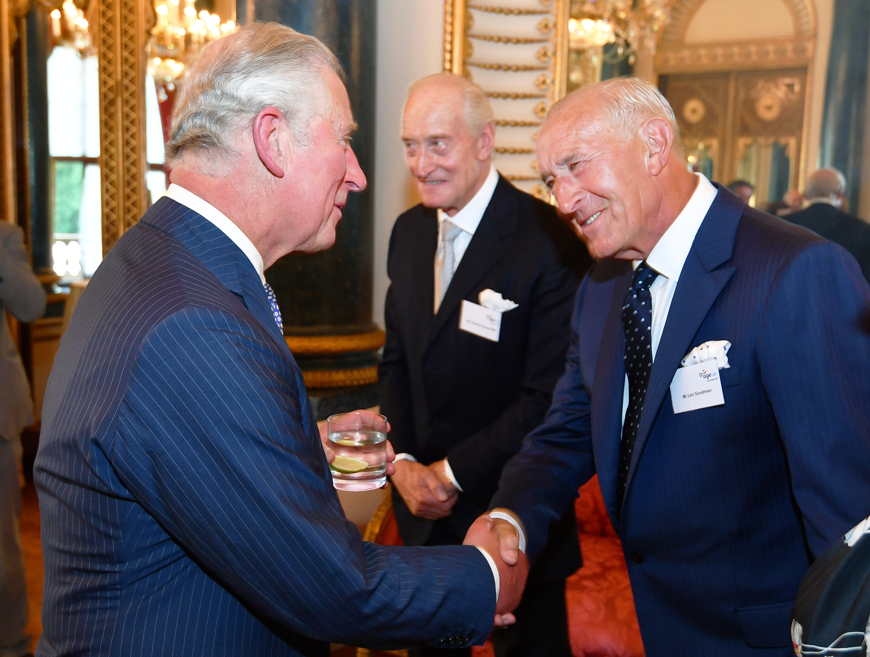 Prince Charles and Len Goodman at the reception for Age UK at Buckingham Palace in London 2018 | Getty Images