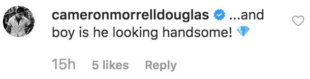 Cameron Douglas comment's on Catherine Zeta-Jones' Instagram picture of Dylan Douglas | Source: instagram.com/catherinezetajones