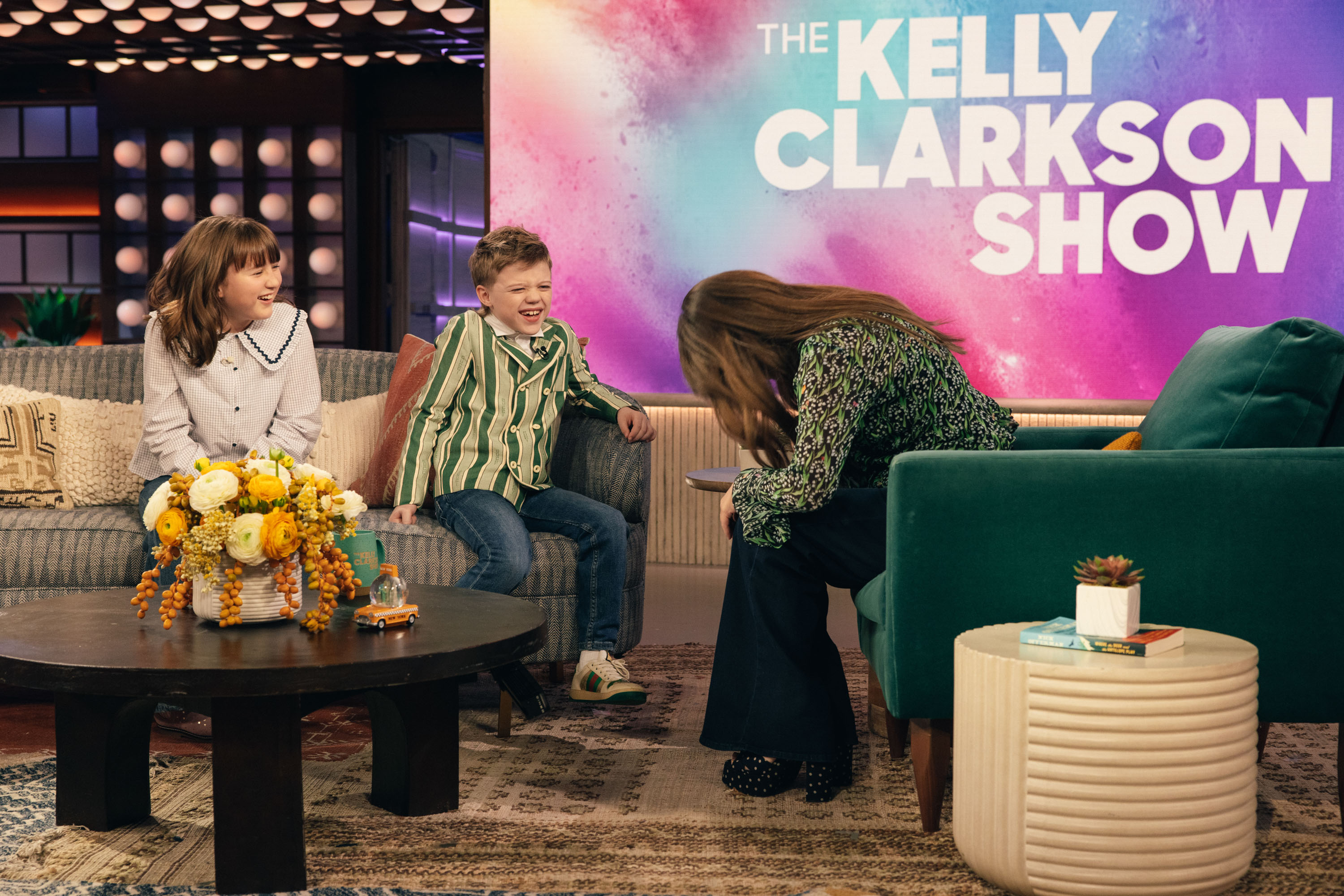 River Blackstock, Remy Blackstock, and Kelly Clarkson on the "Kelly Clarkson Show," on January 8, 2025 | Source: Getty Images