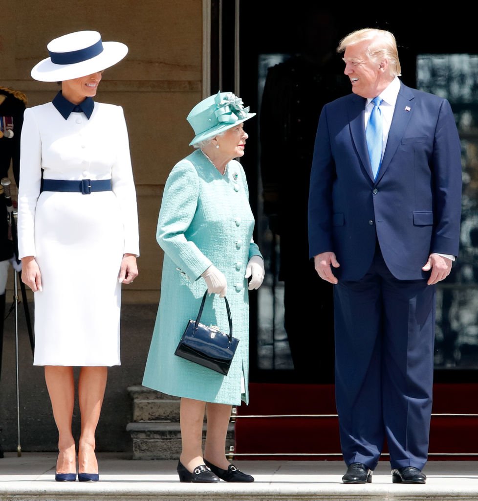 Melania Trump, Queen Elizabeth, and Donald Trump on June 3, 2019 in London, England | Source: Getty Images
