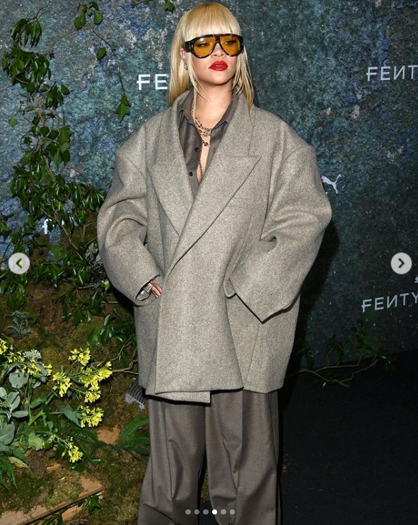 A screenshot of Rihanna glancing sideways at the Fenty X Puma collaboration event in London, England. | Source: Instagram/entertainmenttonight