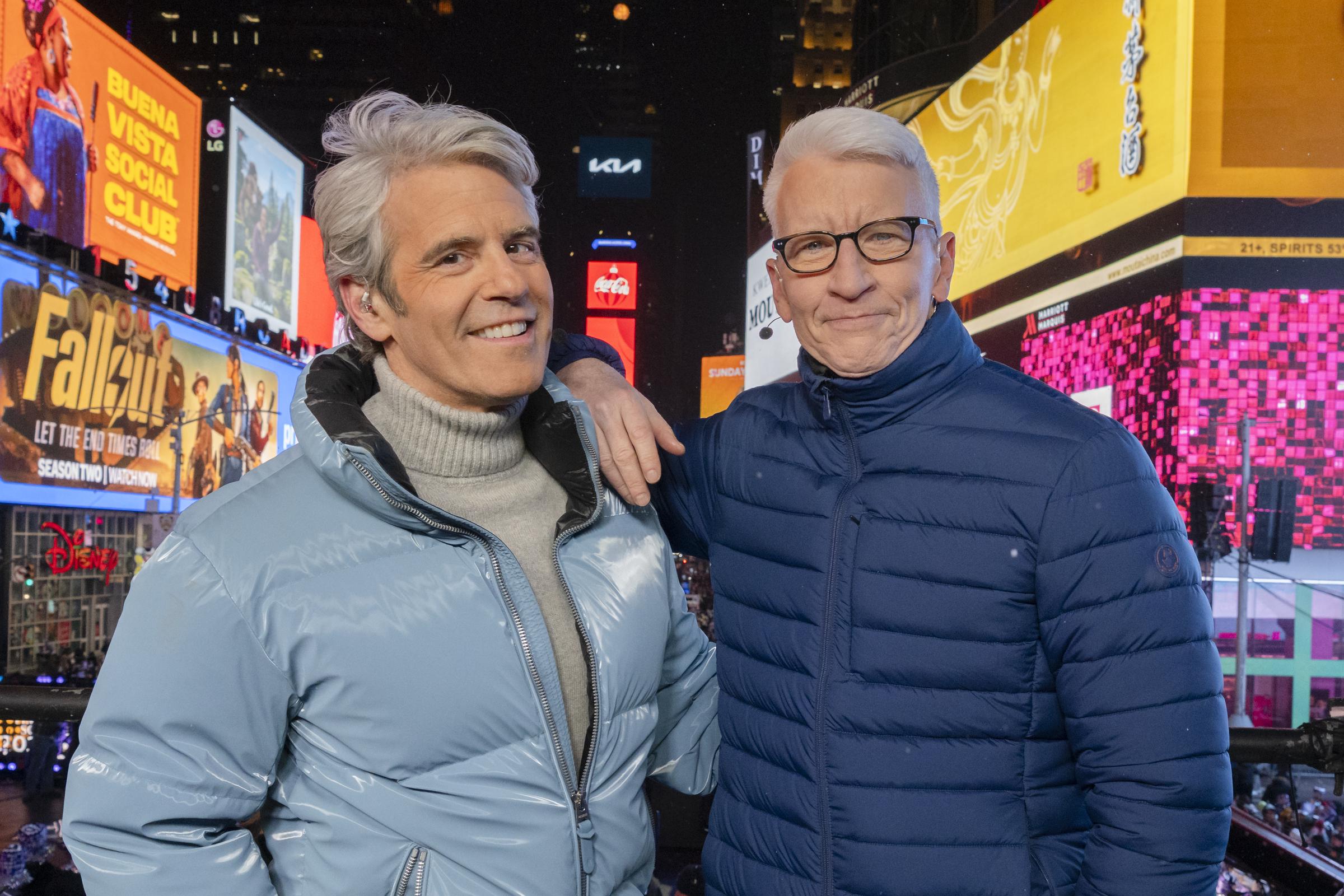 Anderson Cooper and Andy Cohen host CNN's "New Year's Eve Live" in Times Square in New York City on December 31, 2025. | Source: Getty Images