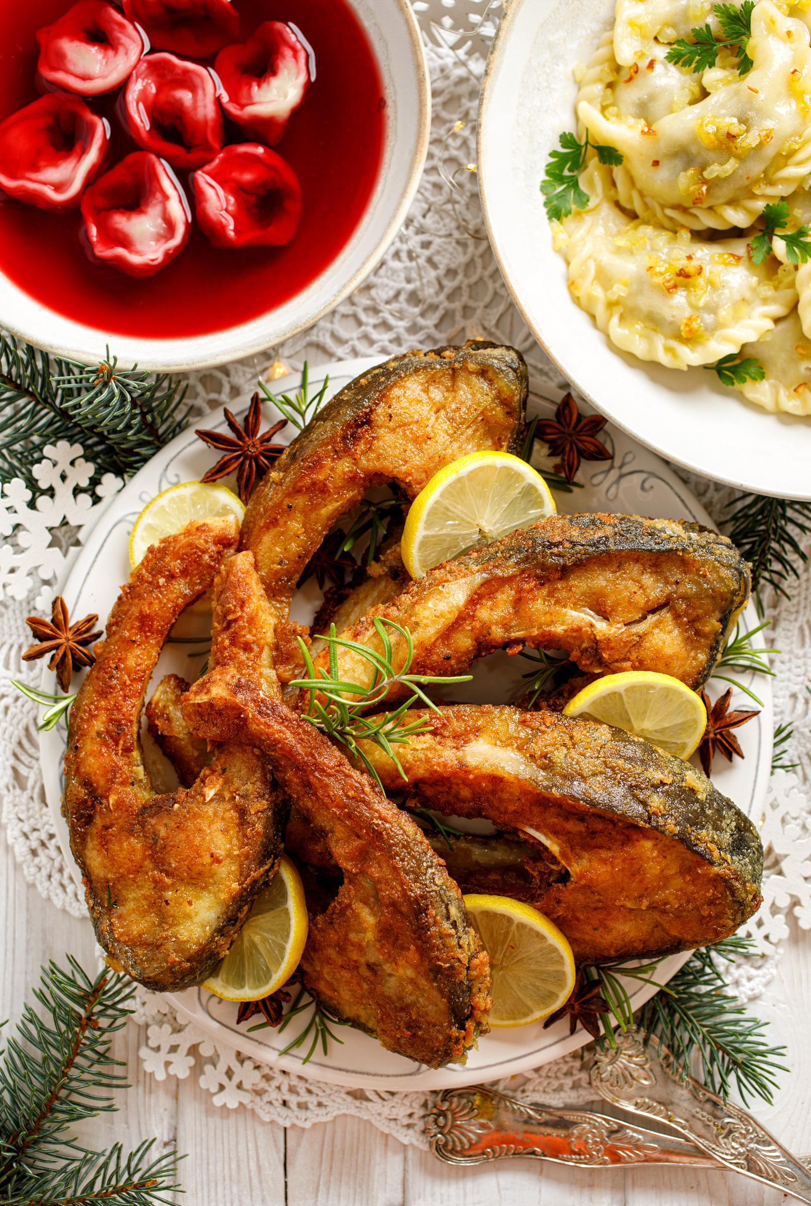Fried carp on the Christmas table | Source: Shutterstock