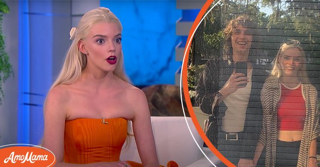 Anya Taylor-Joy pictured on "The Ellen Show" [Left]. Taylor-Joy and her boyfriend Malcom McRae pictured on Instagram in 2021 [Right]. | Source: Instagram/malcolmmcrae & YouTube/TheEllenShow 