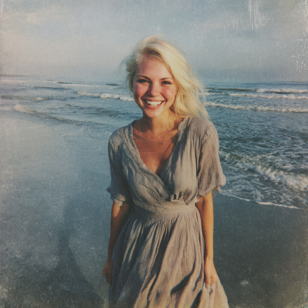 A smiling woman standing at the beach | Source: Midjourney
