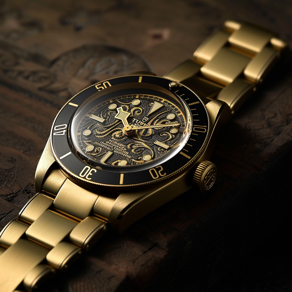 A close-up of a gold watch | Source: Midjourney