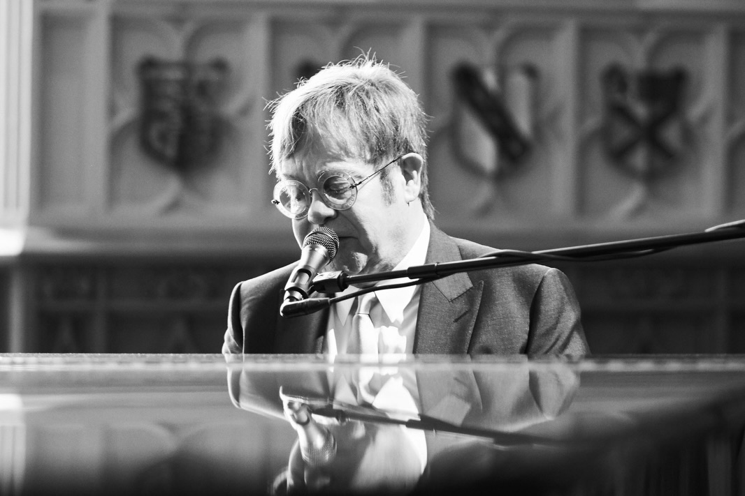 Sir Elton John performs during Prince Harry, Duke of Sussex and Meghan, Duchess of Sussex's lunchtime reception following their wedding ceremony on May 19, 2018. | Source: Instagram/meghan