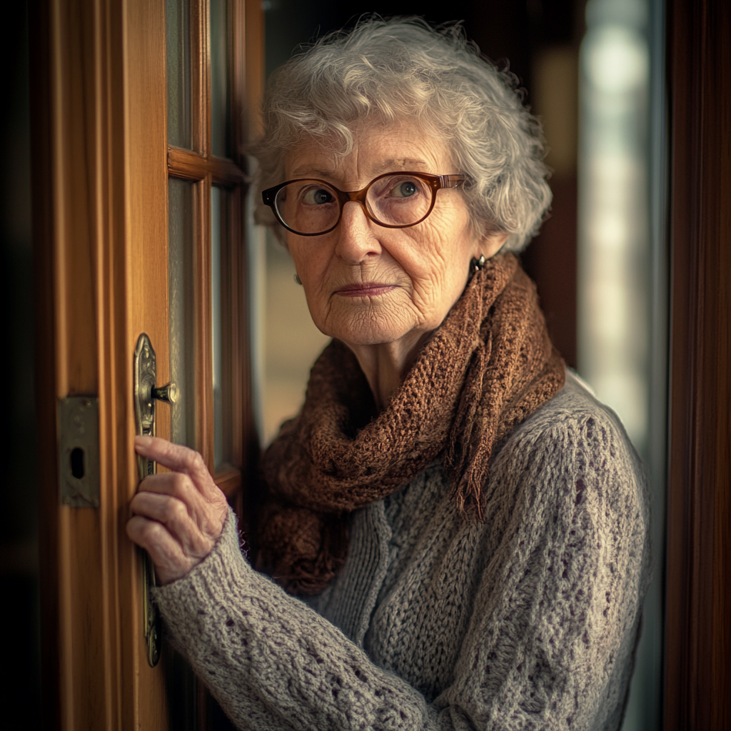 An older woman standing in a doorway | Source: Midjourney