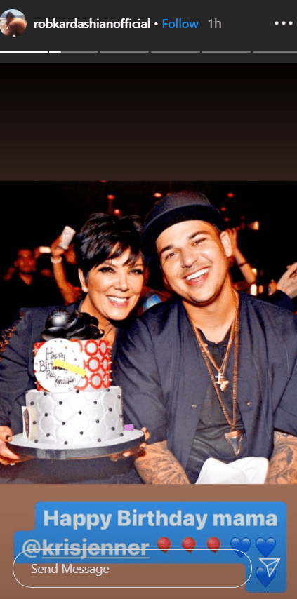 Rob Kardashian and Kris Jenner smiling for a picture during Kris's birthday | Photo: Instagram/robkardashianofficial