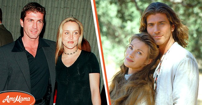 Joe Lando and his wife Kirsten Barlow together at event. [Left] | Promotional portrait of Jane Seymour as Dr. Michaela 'Mike' Quinn, and Joe Lando, as Byron Sully, in June 1996. [Right] | Photo: Getty Images