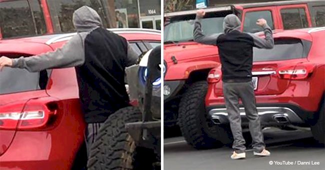 Guy who parked in two spaces at the same time was punished by 2 huge Jeep owners