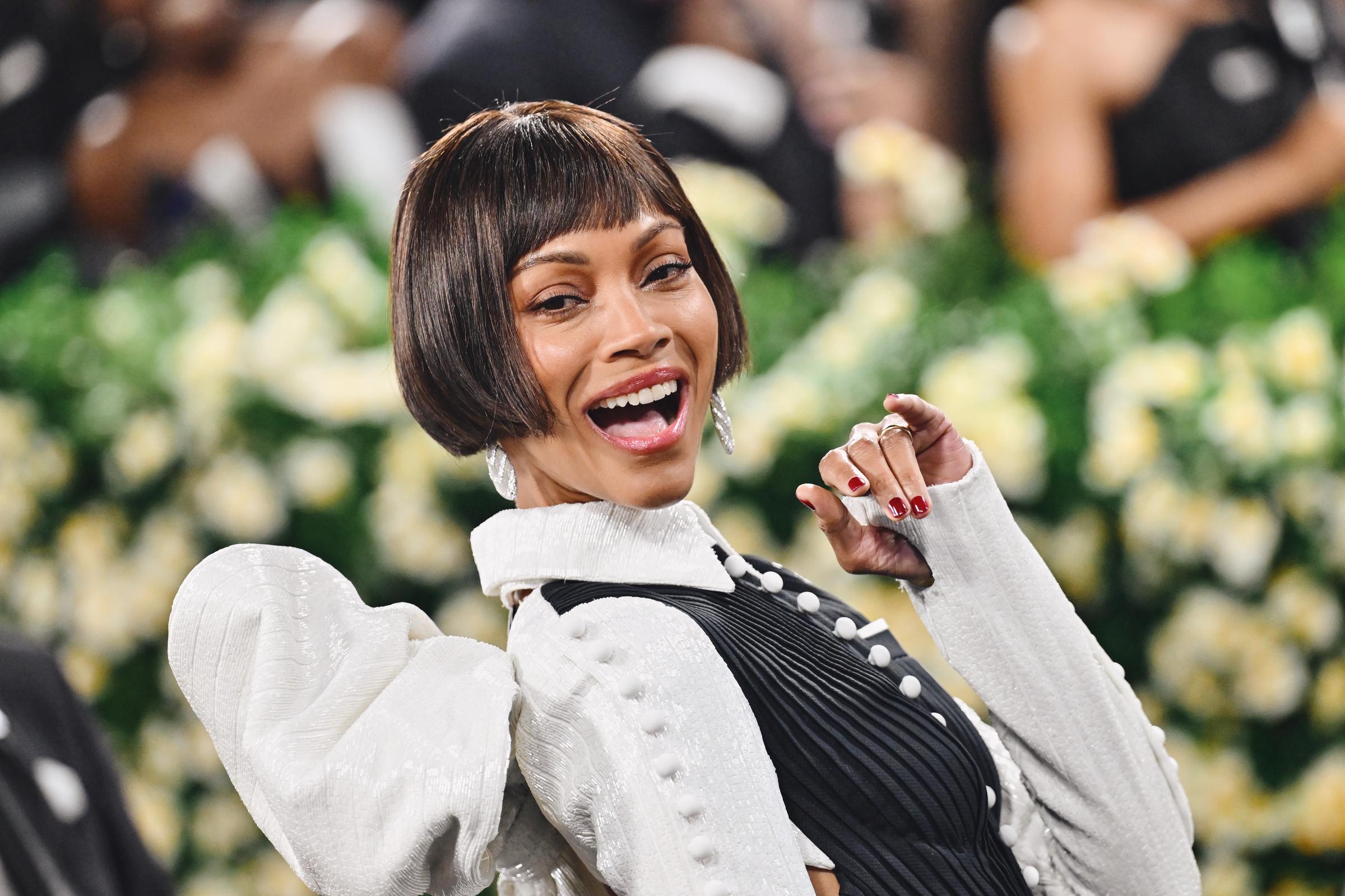 Zoe Saldaña attends the Met Gala Celebrating "Superfine: Tailoring Black Style" at Metropolitan Museum of Art in New York City, on May 5, 2025 | Source: Getty Images