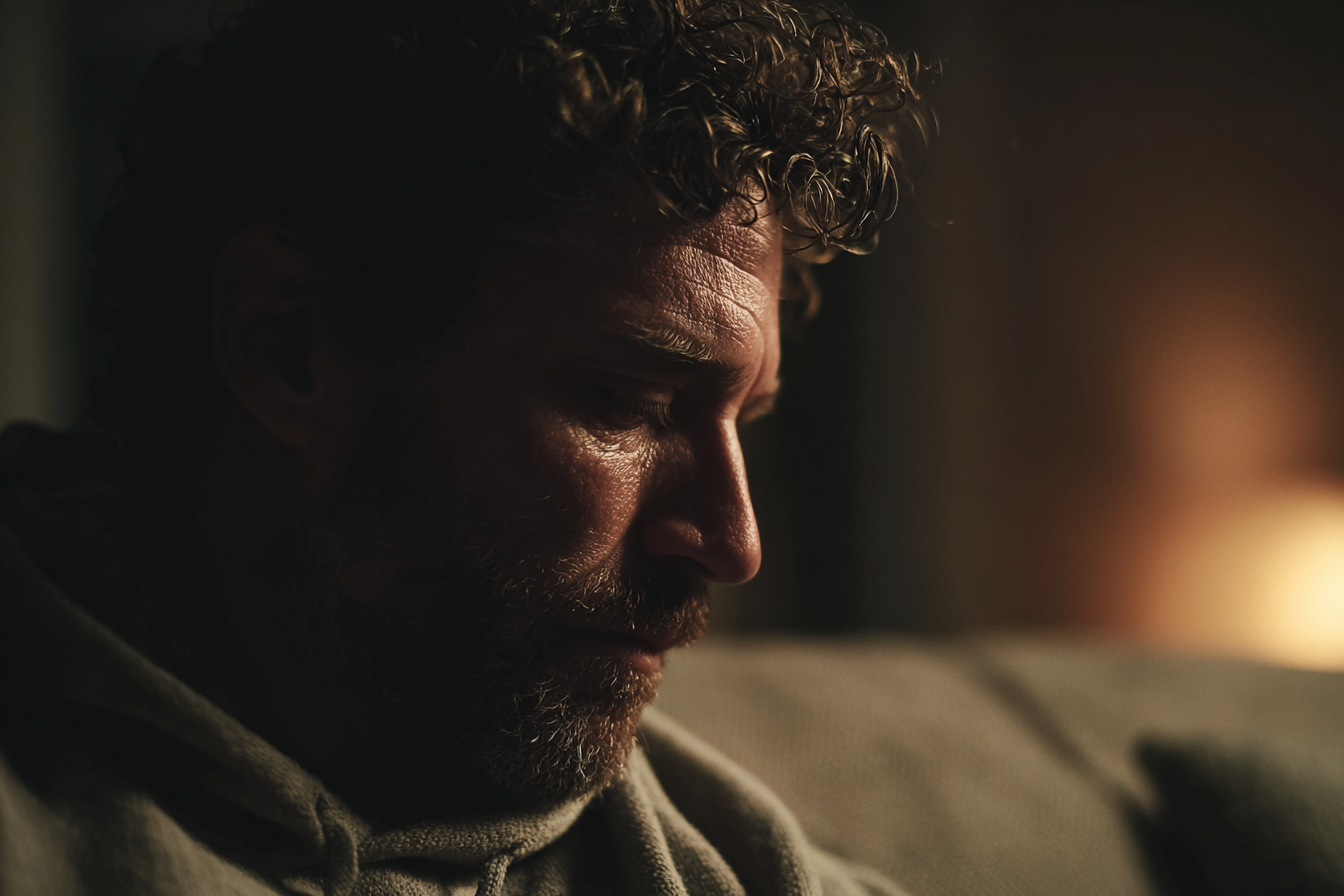 A man sitting on a couch | Source: Midjourney