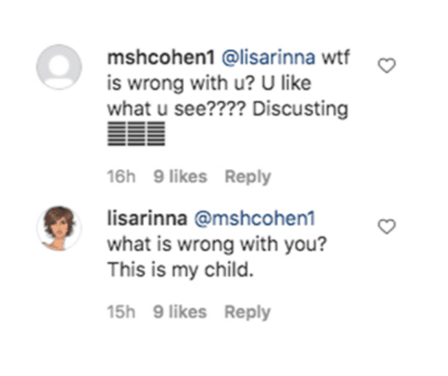 Lisa Rinna's comment on her daughter's, Amelia, Instagram post | Photo: Instagram / ameliagray