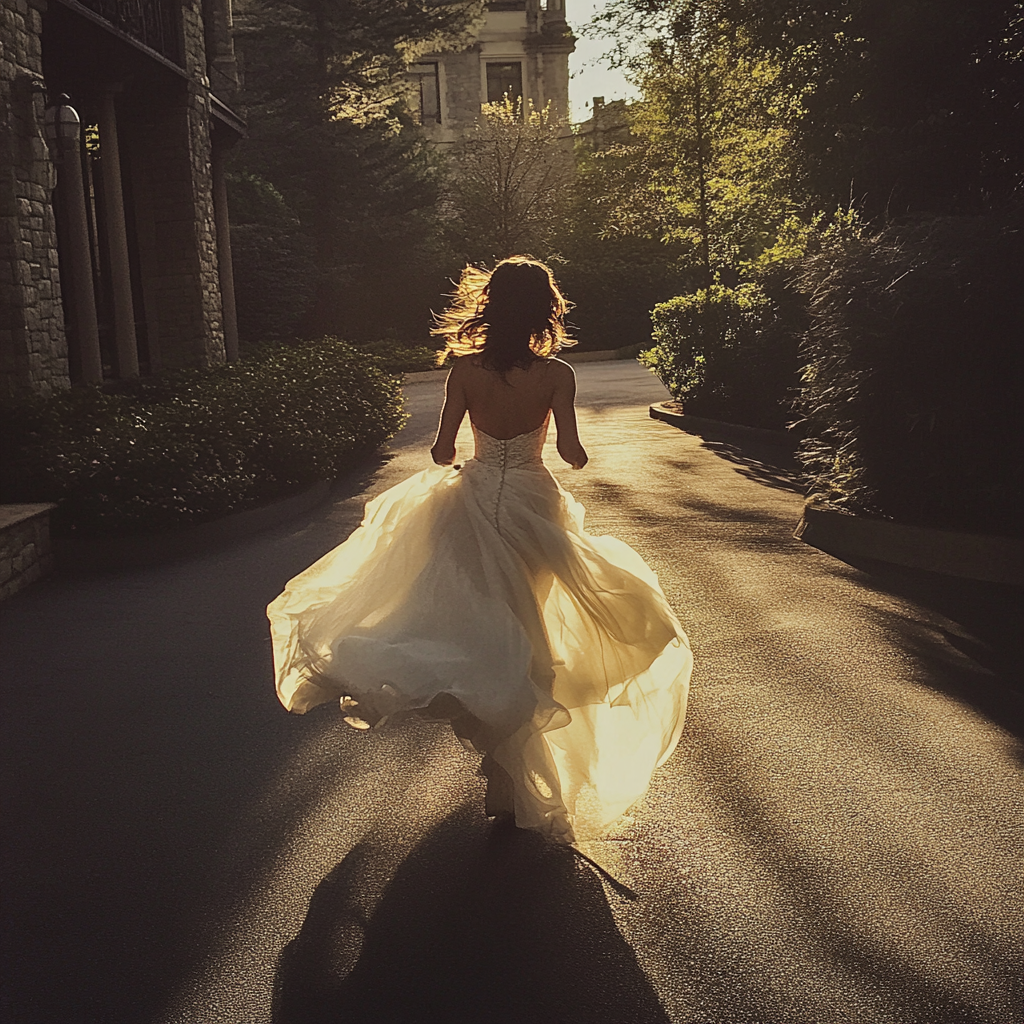 A running bride | Source: Midjourney