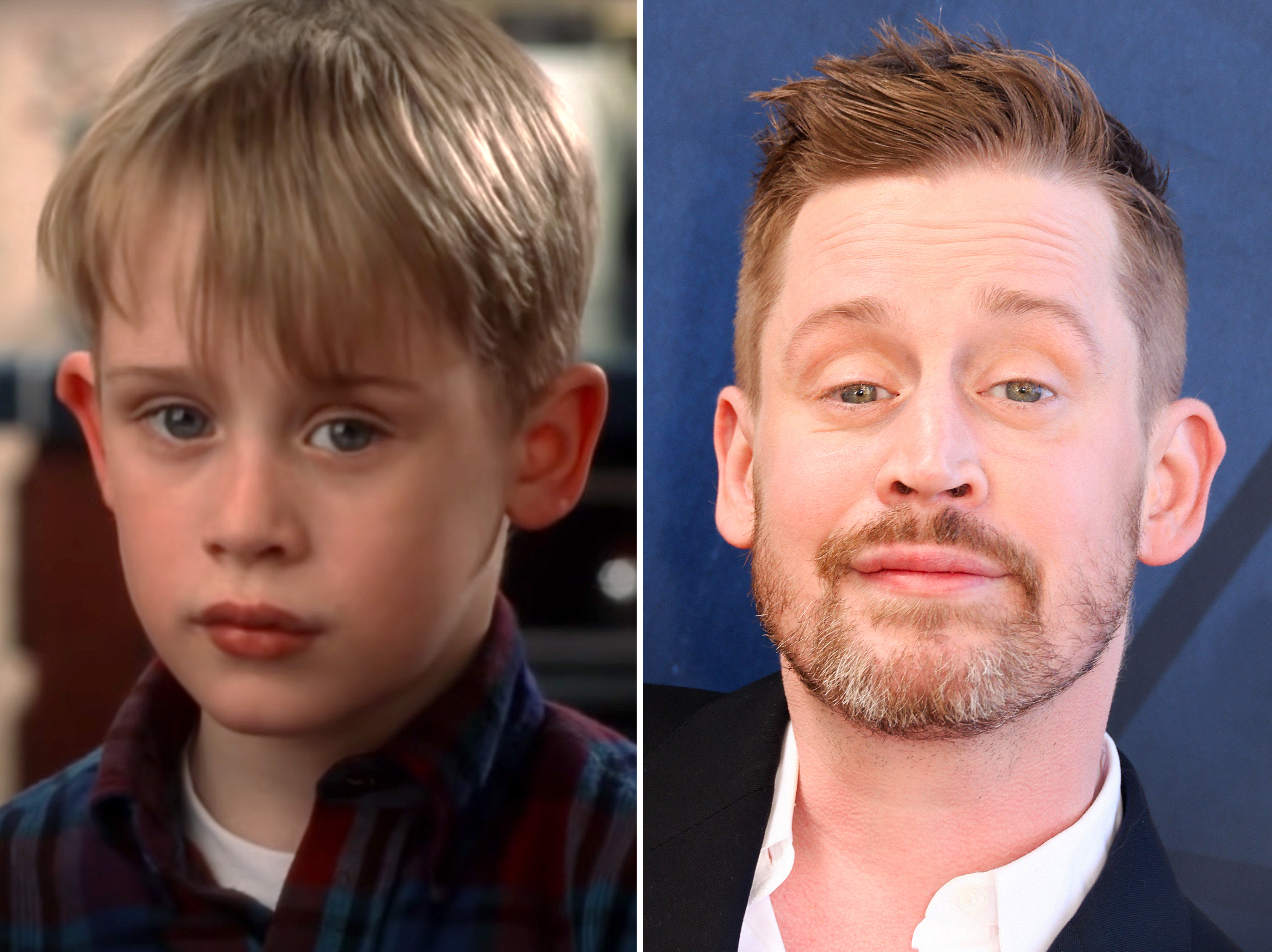 Kevin McCallister from 1990's "Home Alone," posted on November 14, 2020 | Macaulay Culkin at his Hollywood Walk of Fame star ceremony in Hollywood, California on December 1, 2023  | Sources: YouTube/Disney Plus | Getty Images