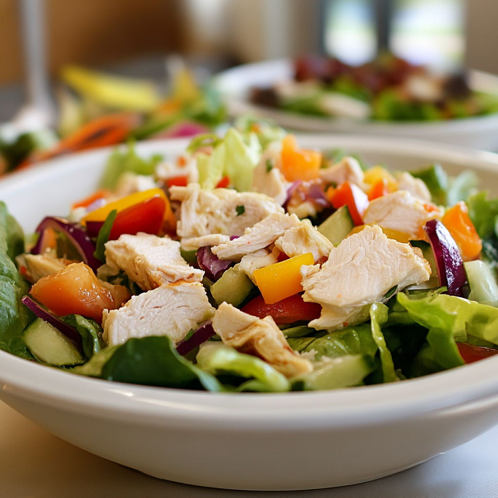 A bowl of salad on a table | Source: Midjourney