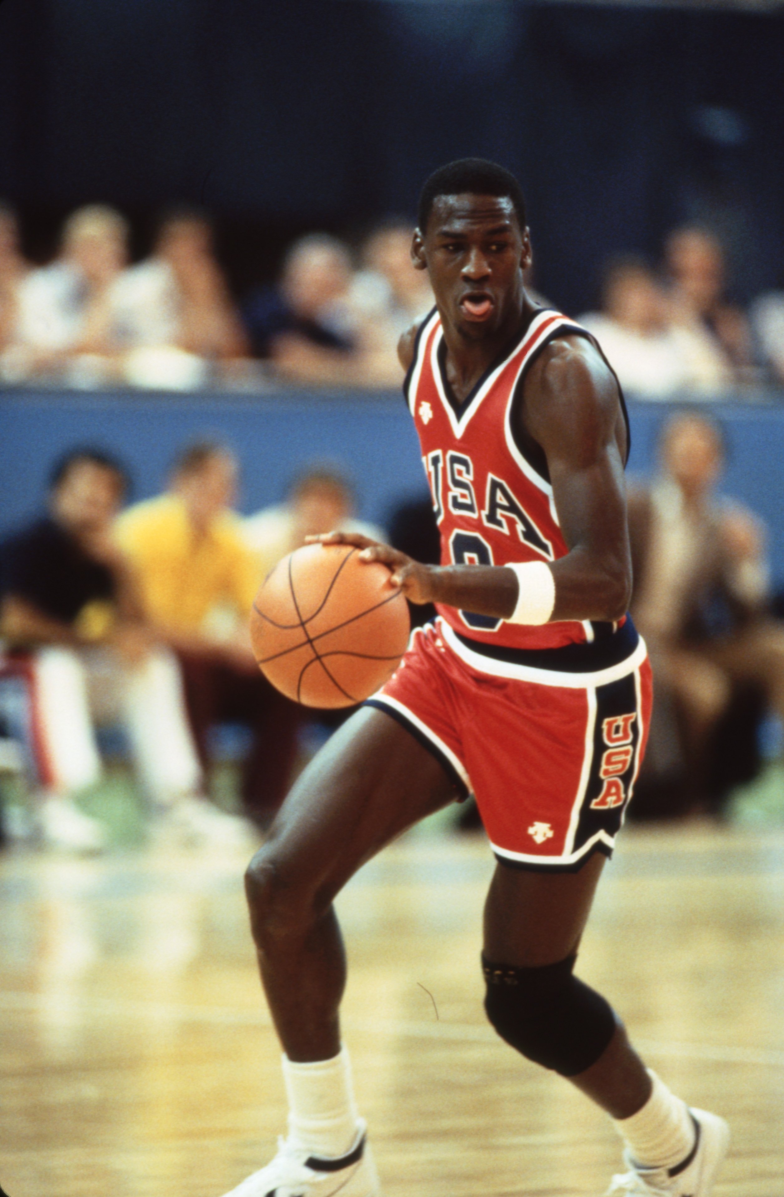 Michael Jordan playing for the U.S. Men's Basketball team playing at 1984 Olympics at the Los Angeles Memorial Coliseum | Source: Getty Images
