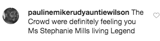 Screenshot of comments from Stephanie Mills' Instagram video. | Source: Instagram.com/IAmStephanieMills