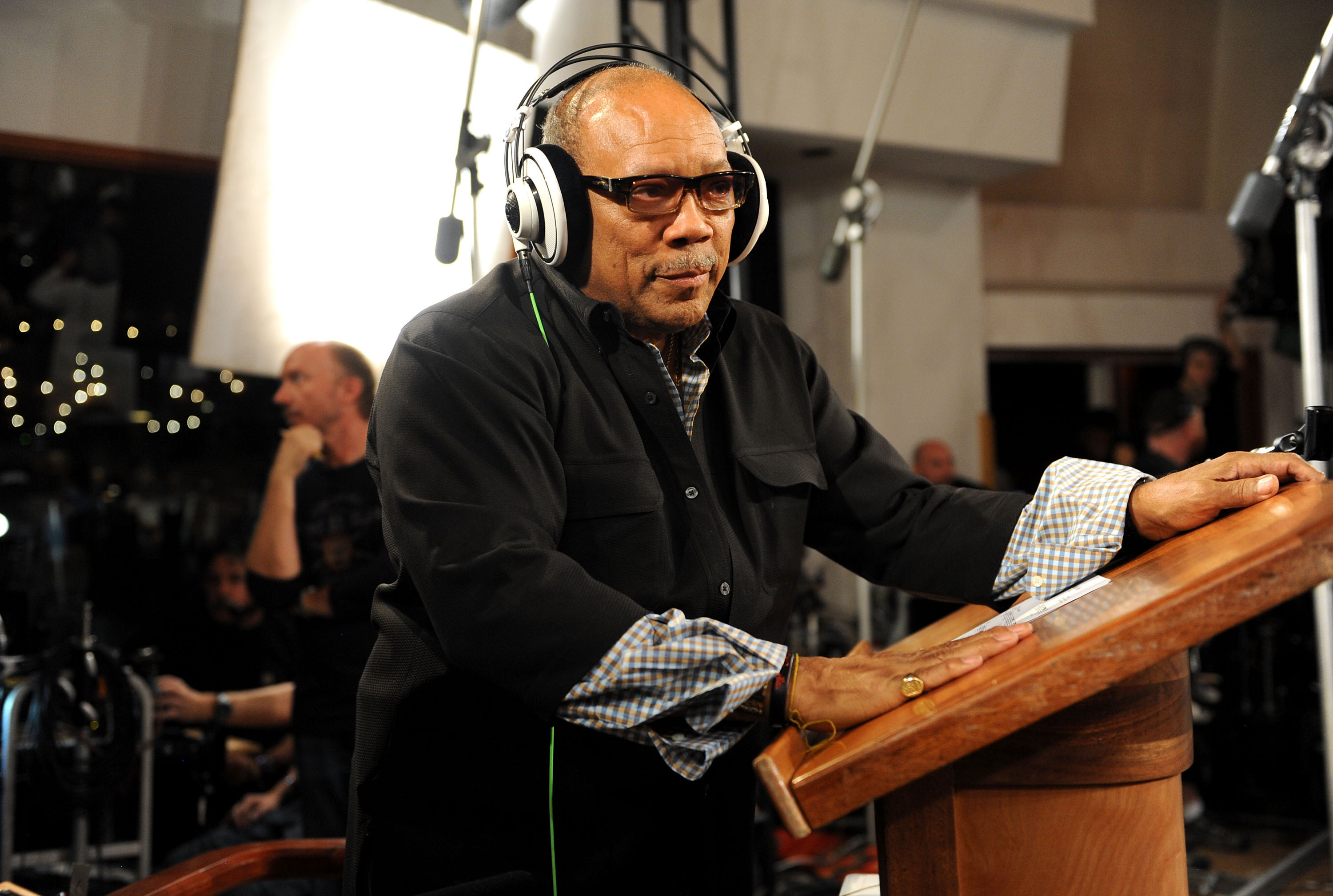 Quincy Jones speaks at the "We Are The World 25 Years for Haiti" recording session held at Jim Henson Studios on February 1, 2010, in Hollywood, California. | Source: Getty Images