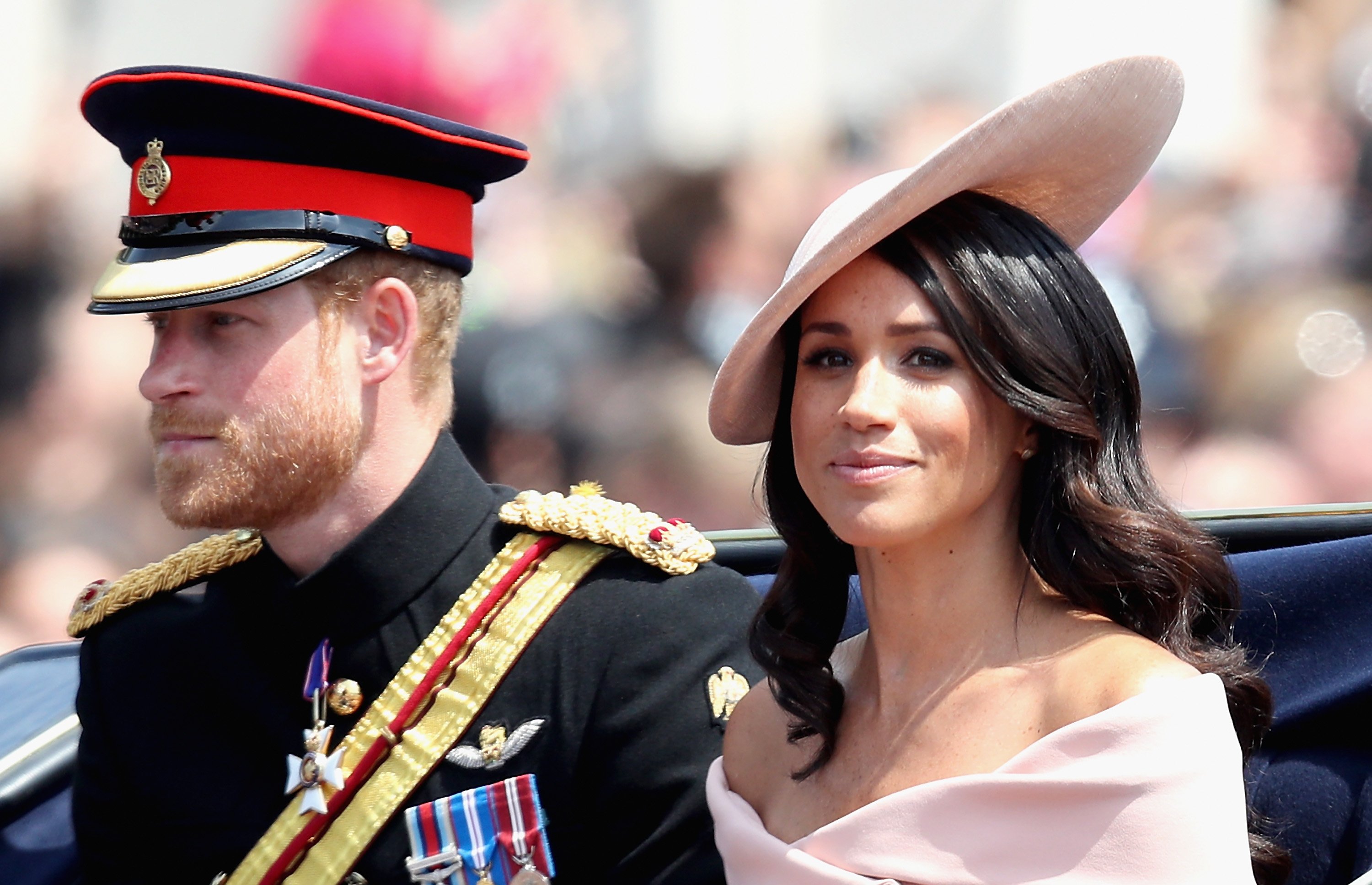 Prince Harry and Meghan Markle during Trooping The Colour on the Mall on June 9, 2018 in London, England | Photo: Getty Images