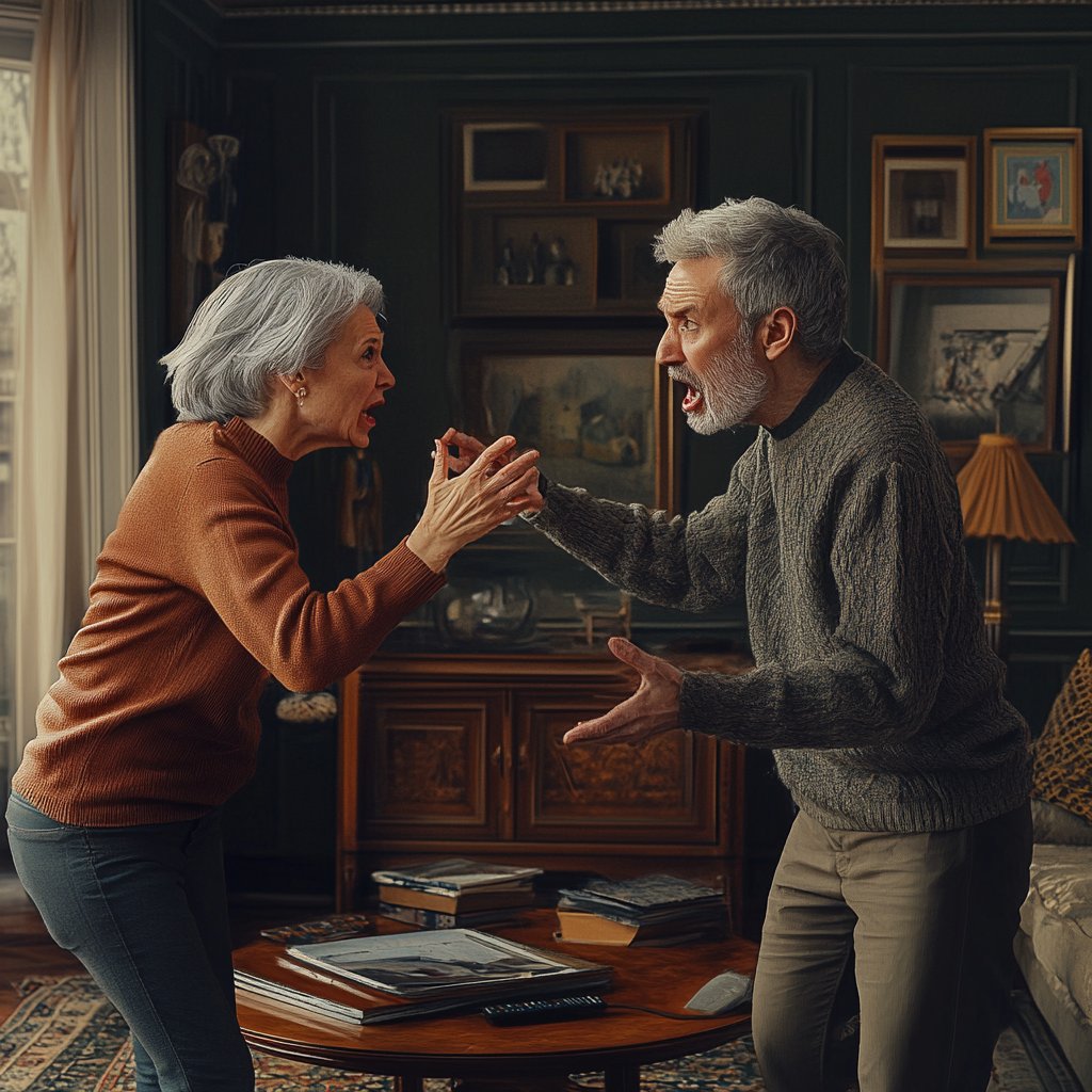 An elderly couple arguing | Source: Midjourney