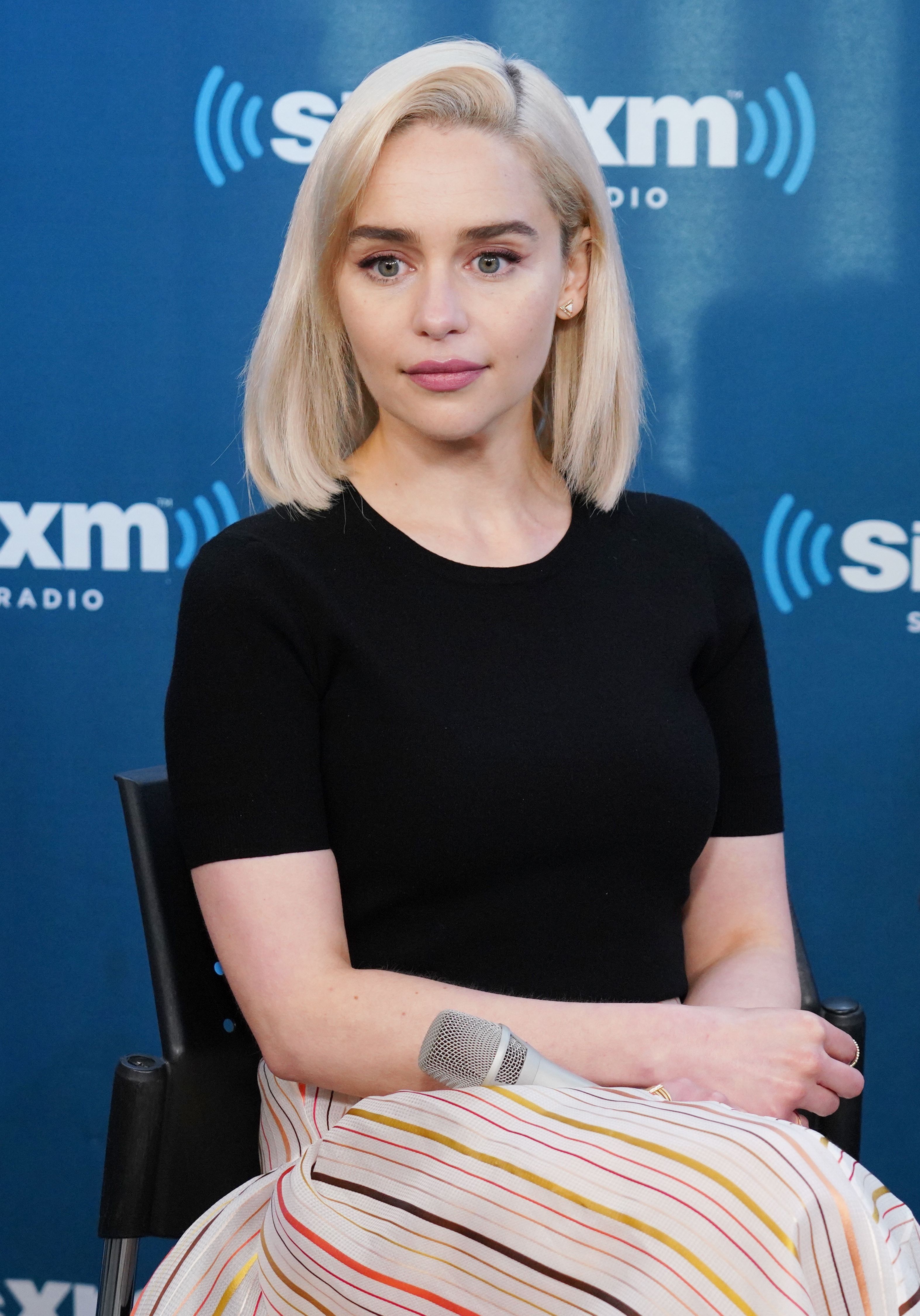 Emilia Clarke visits SiriusXM Town Hall on May 21, 2018 in New York City.  |  Source: Getty Images