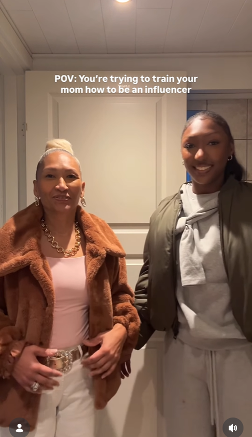 Kim Elba and her daughter, Isan Elba, pose together in a cozy indoor setting while appearing in a playful social media clip dated December 29, 2025. | Source: Instagramisanelba